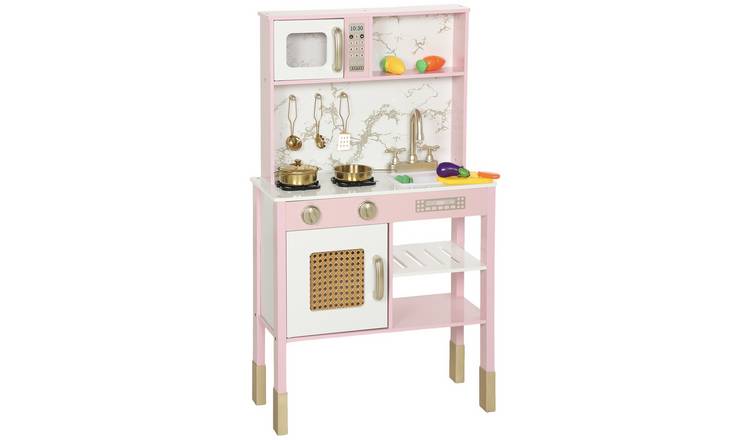 AIYAPLAY 12Pcs Oven Microwave Sink Veg Toys Kids Play Kitchen - Pink