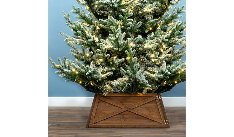 Christmas Tree World 60cm Wooden Christmas Tree Skirt - Brown