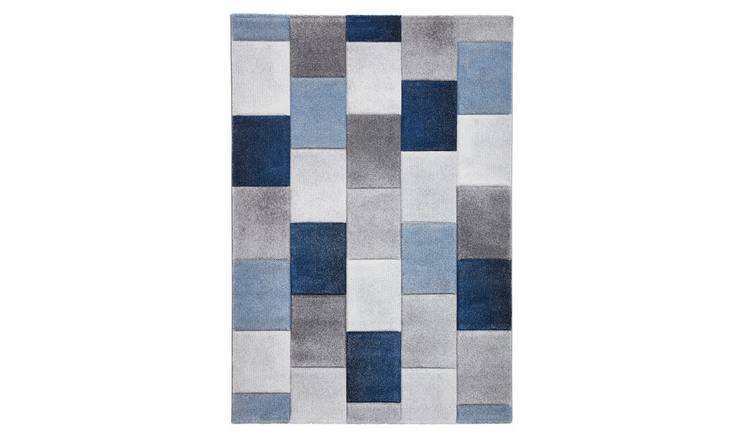 Mega Flooring Blue Modern Geometric Rug - 120 x 170cm