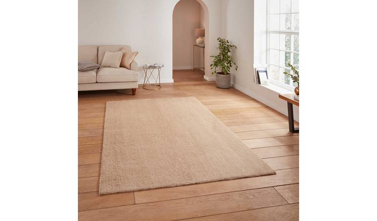 Mega Flooring Beige Shaggy Plain Rug - 60 x 115cm