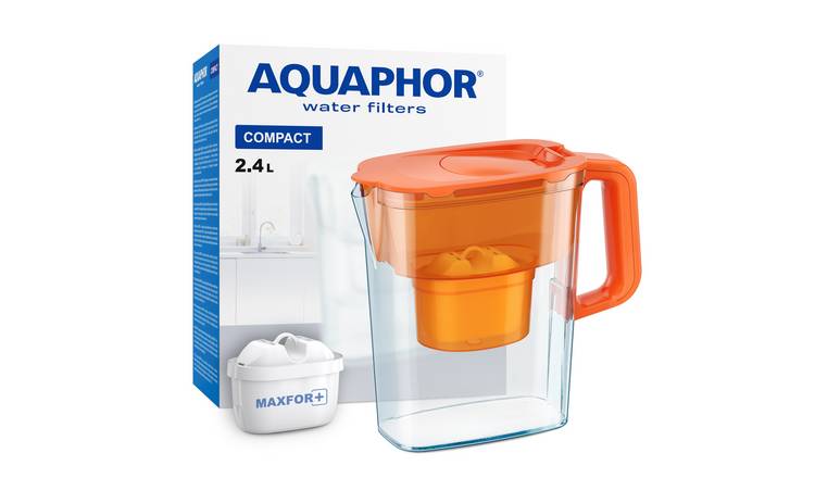 AQUAPHOR Compact 2.4L Water Filter Jug with 1 Maxfor+ Cartridge - Vivid Orange