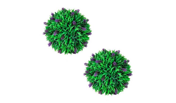 Walplus Pack of 2 Boxwood Ball with Lavender - Green and Purple - 30 cm