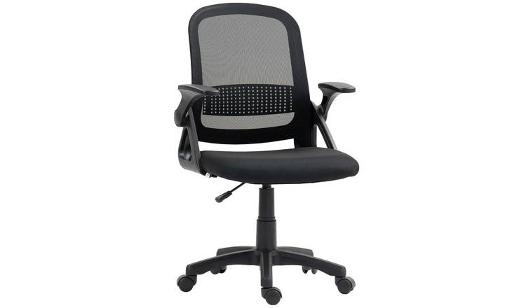 HOMCOM Mesh Swivel Office Chair with Flip Up Armrests - Black