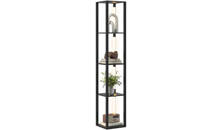 HOMCOM LED Dimmable Shelf Floor Lamp - Black