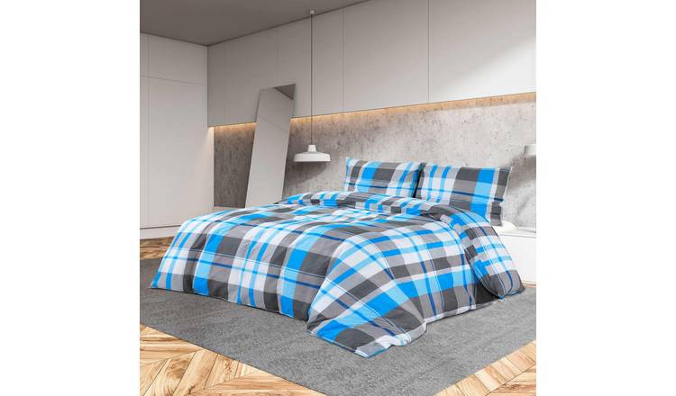 Walplus Cotton Duvet Cover Set - Blue and Grey - 220 x 240 cm
