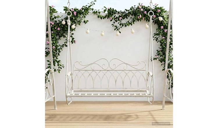 Walplus Steel Swing Bench Antique - Antique White - 112 x 60 x 126.5 cm