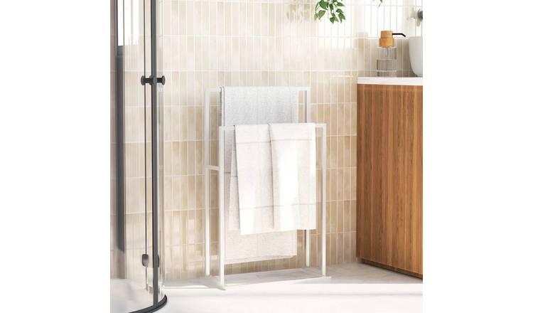 Walplus Iron Freestanding Towel Rack - White - 48 x 24 x 78.5 cm