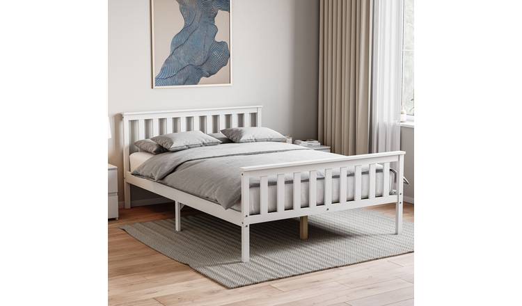Vida Designs Milan Double Wooden High Foot Bed With Foam Mattress - White