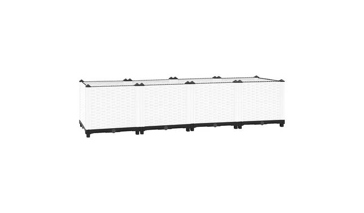 Walplus Polypropylene Raised Garden Bed - White - 160 x 40 x 38 cm