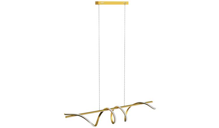 HOMCOM LED Dimmable Height Adjustable Pendant Light - Gold Tone
