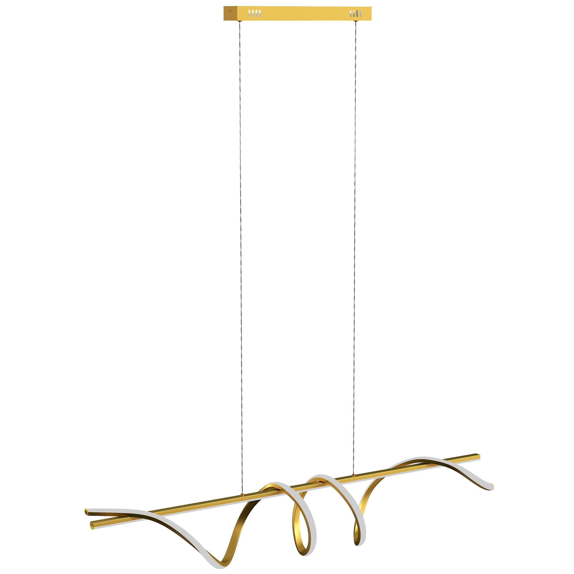 HOMCOM LED Dimmable Height Adjustable Pendant Light - Gold Tone - Image 1