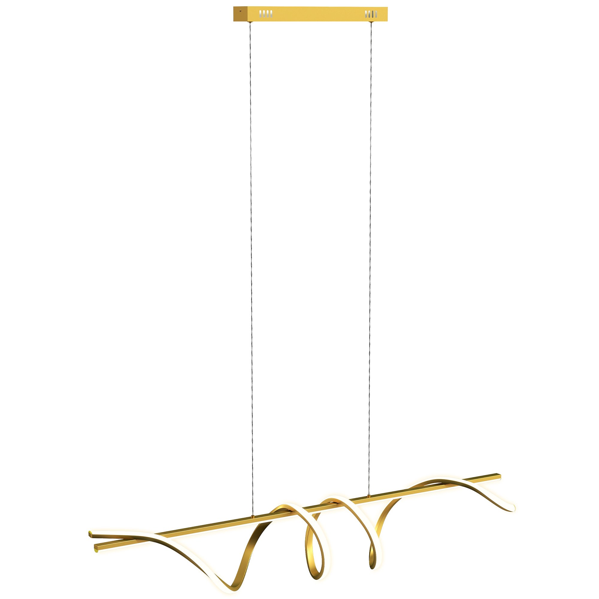 HOMCOM LED Dimmable Height Adjustable Pendant Light - Gold Tone - Image 4