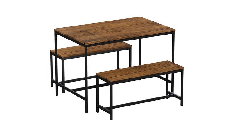 Vida Designs Roslyn 4 Seater Dining Table With Bench Set - Dark Wood