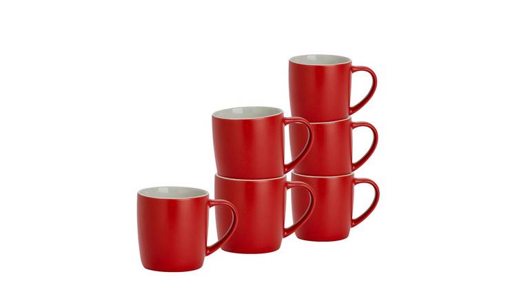 Argon Tableware Matt Coloured Coffee Mugs - 350ml - Red - Pack of 6