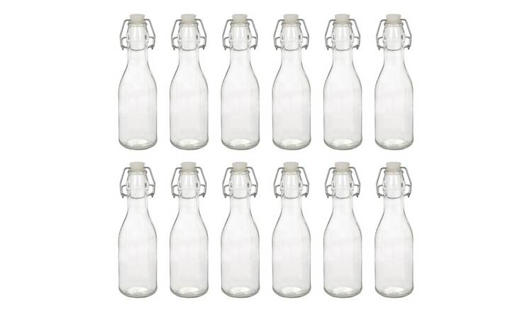 Argon Tableware Glass Bottles with Swing Top - Pack of 12
