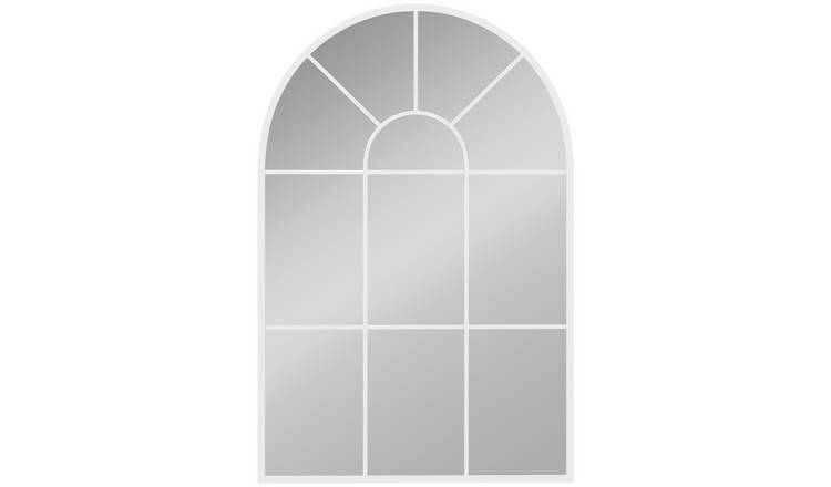HOMCOM Retro Style Arched Metal Framed Wall Mirror - White