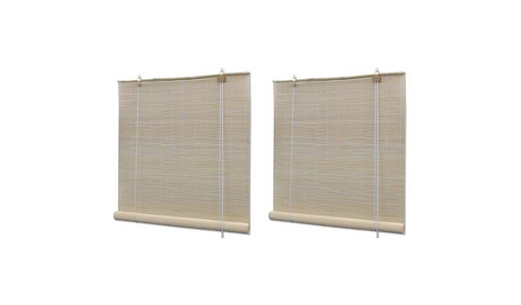 Walplus Pack of 2 Bamboo Roller Blind - Natural - 120 x 160 cm
