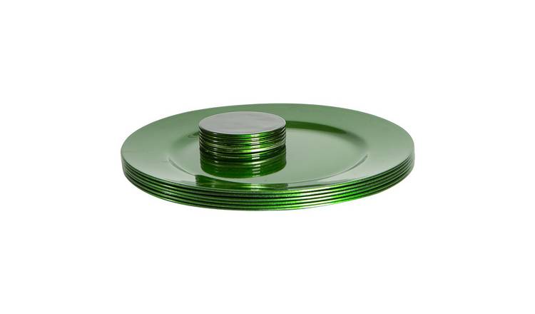 Argon Tableware 12 Piece Metallic Charger Plates Set - Green