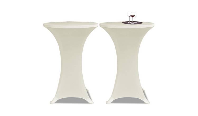 Walplus Pack of 2 Standing Table Cover Stretch - Cream - dia 80cm