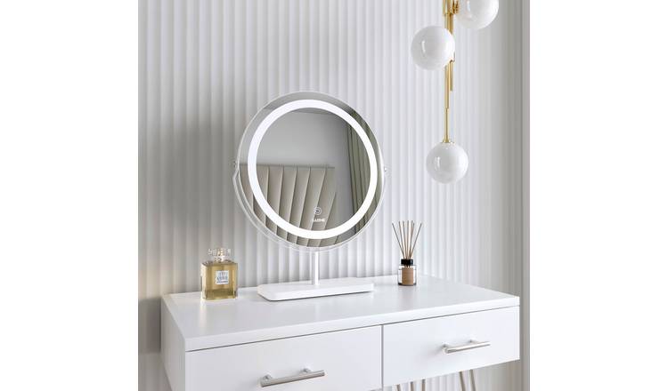 CARME Home Ava Marble Touch Sensor LED Makeup Mirror - White