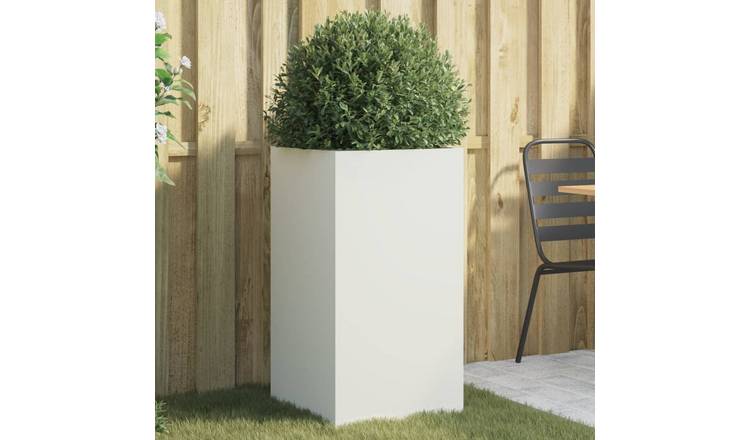 Walplus Steel Garden Planter - White - 42 x 38 x 75 cm