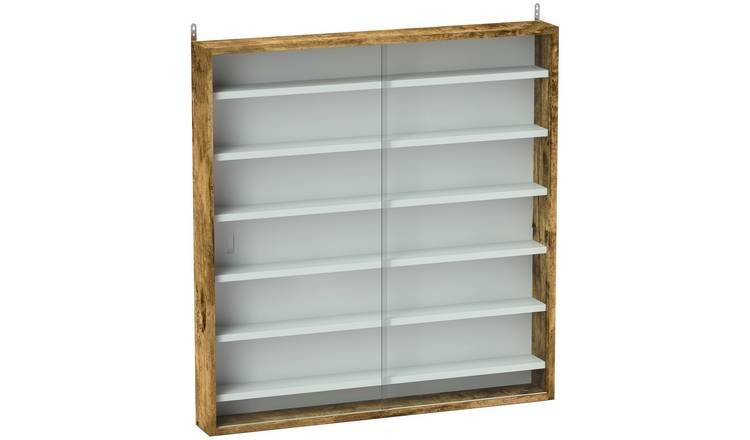 HOMCOM 7 Tier Display Cabinet with 6 Adjustable Shelves - Rustic Brown