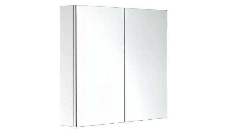 HOMCOM Stainless Steel Wall Mounted Bathroom Cabinet with Double Doors - silver