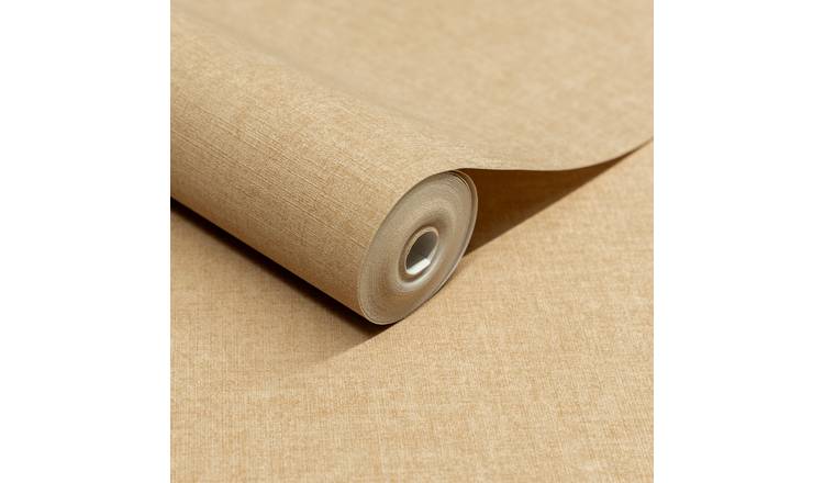 Grandeco Solena Brushed Check Weave Hessian Textured Plain Wallpaper - Plaster