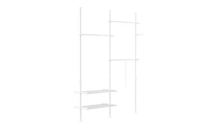 SoBuy 2 Shelf Adjustable Hanging Rails Clothes Rack - White
