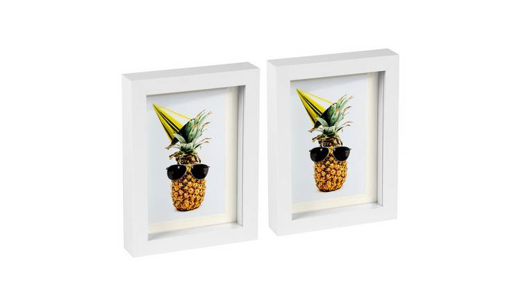 Nicola Spring 3D Box Photo Frames - 5" x 7" with Mount - Set of 2 - White