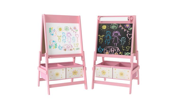 AIYAPLAY 3 in 1 Whiteboard Blackboard Paper Roll Boxes Kids Easel - Pink