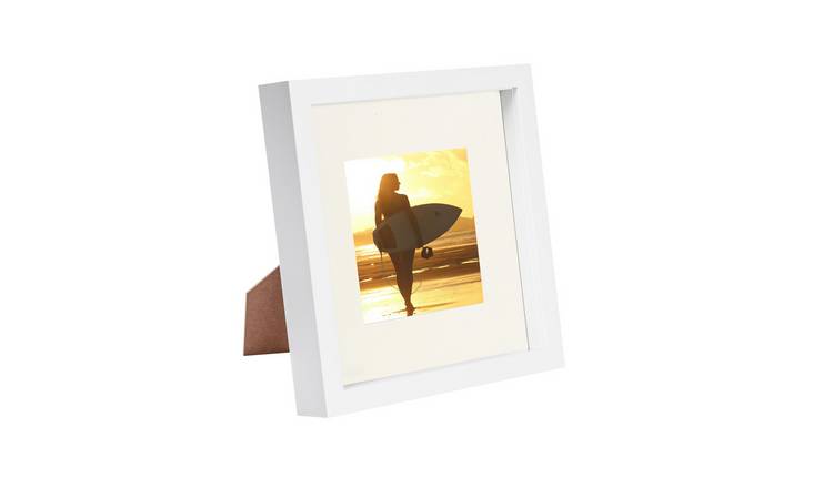 Nicola Spring 3D Box Photo Frame - 8" x 8" with Mount - White