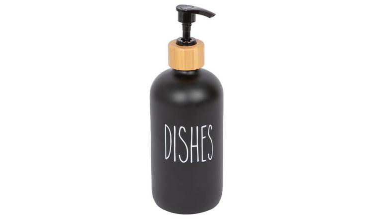 Harbour Housewares Glass Dish Soap Dispenser  - Black