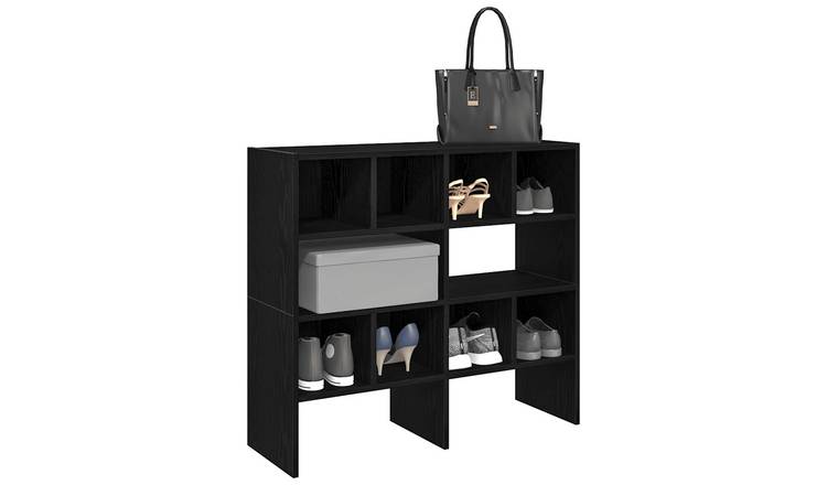 Walplus Pack of 2 Shoe Racks Stackable - Black Oak - 89.5 x 30 x 40 cm