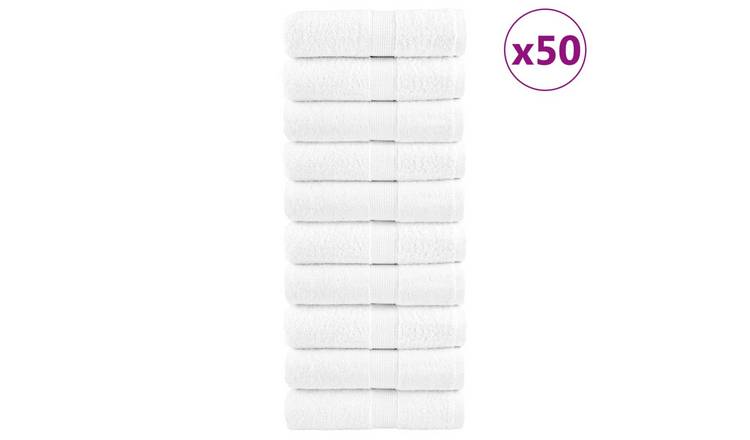 Walplus Pack of 50 Cotton Wash Towels - White - 30 x 30 cm