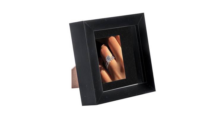 Nicola Spring 3D Box Photo Frame - 4 x 4" with Mount - Black/Black