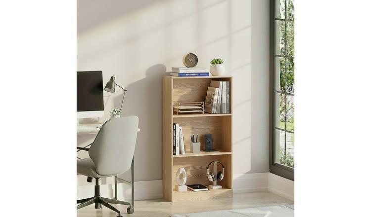 Vida Designs Cambridge 3 Tier Medium Freestanding Bookcase - Oak