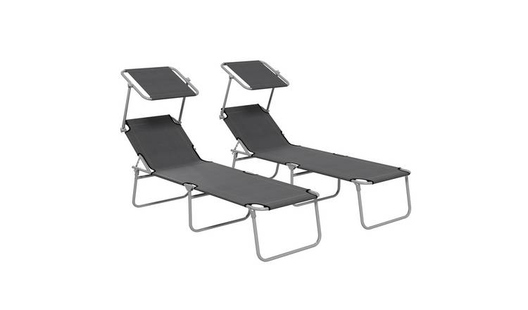 Outsunny Oxford Sun Loungers - Grey