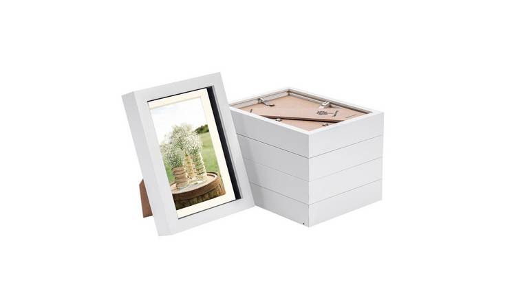 Nicola Spring 3D Box Photo Frames - 5 x 7" with Mount - Set of 5 - White