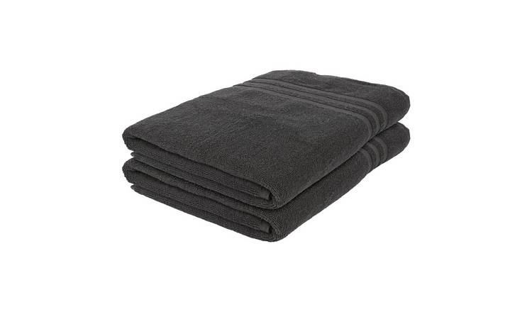 Nicola Spring Cotton Bath Sheets - Charcoal - Pack of 2