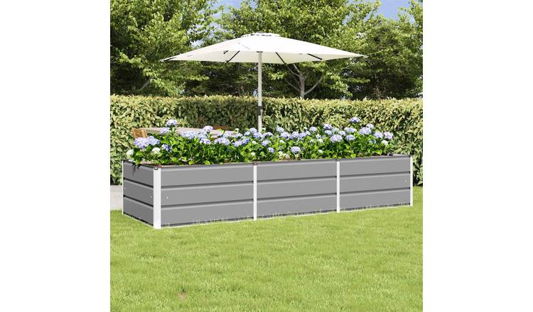 Walplus Steel Garden Planter - Light Grey - 240 x 80 x 45 cm