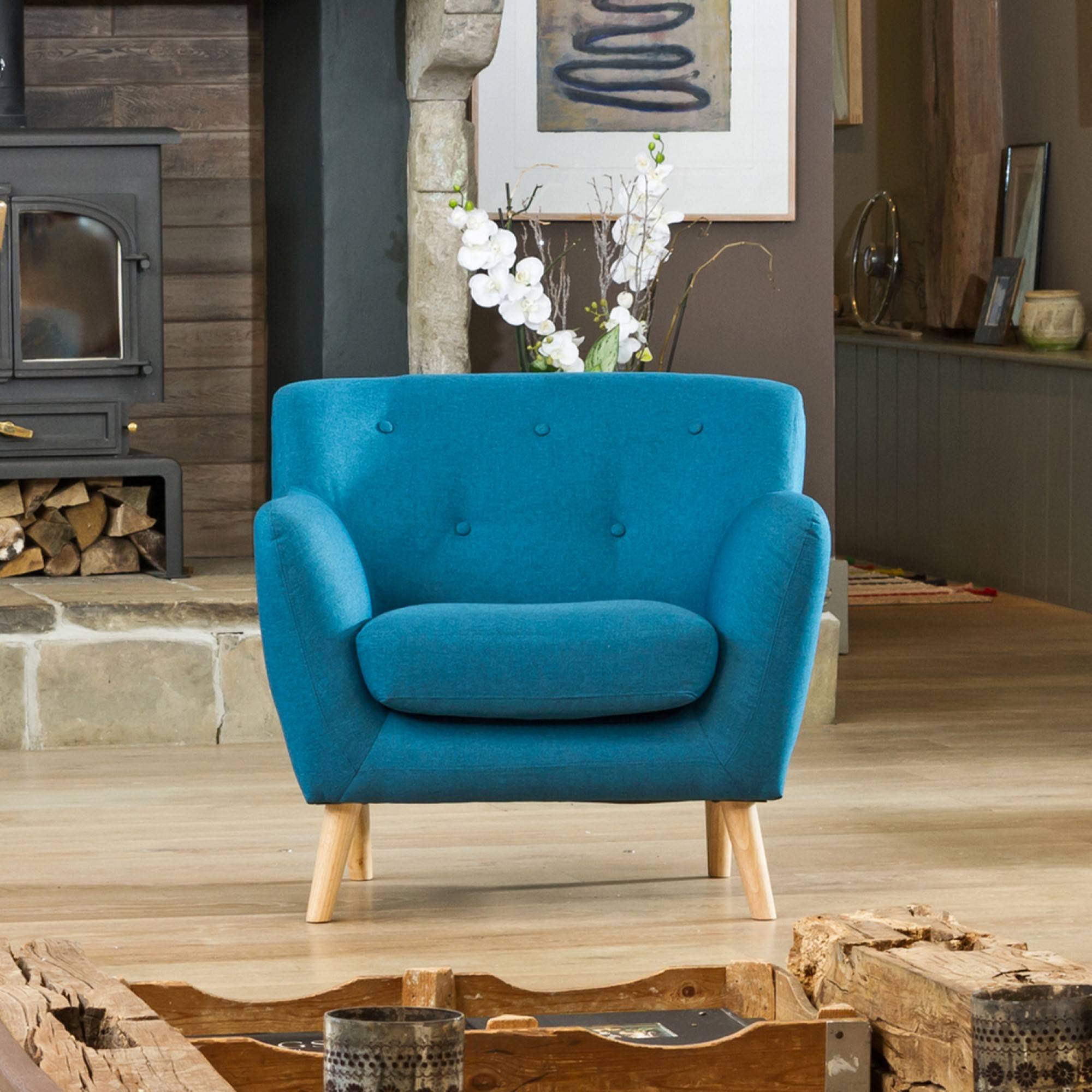 Artemis Home Lynwood  Fabric Armchair - Teal - Image 1