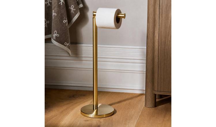 OHS 2-in-1 Freestanding Toilet Roll Holder - Gold