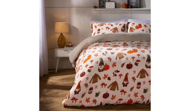 OHS Autumn Gonk Sherpa Fleece Warm Duvet Cover Bedding Set Rust - Double
