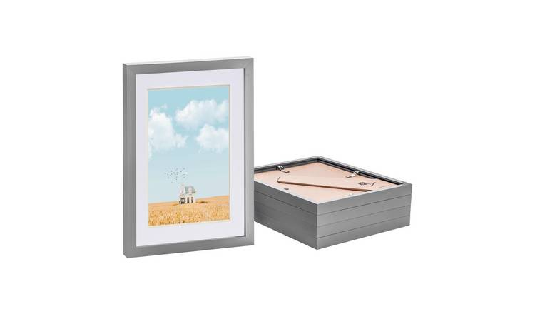 Nicola Spring A4 Photo Frame with A5 White Mount Pack of 5 - Grey