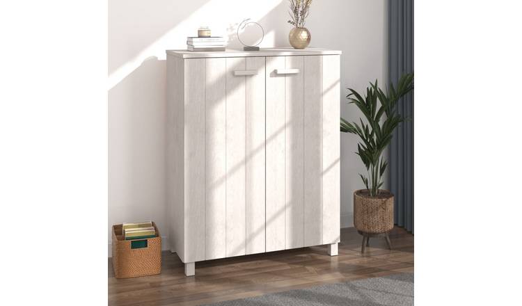 Walplus Solid Wood Shoe Cabinet - White - 85 x 40 x 108 cm
