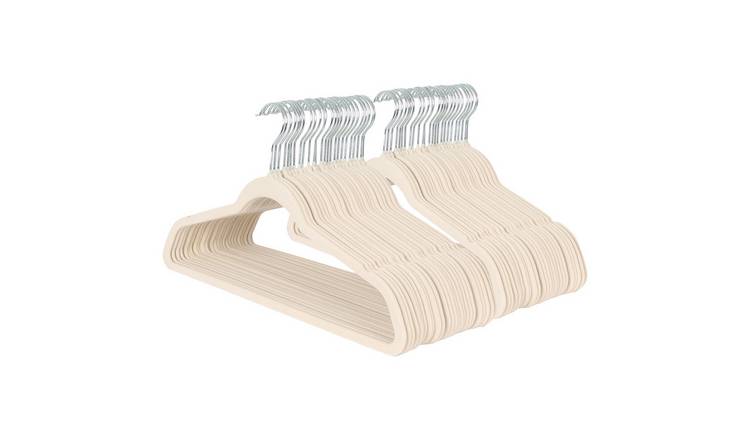 Harbour Housewares Non-Slip Velvet Hangers - 45cm - Ivory - Pack of 50