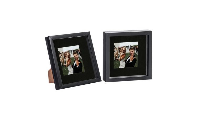 Nicola Spring 3D Box Photo Frames - 8 x 8" with Mount - Set of 2 - Black