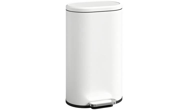 HOMCOM 30L Kitchen Pedal Bin with Inner Bucket - Cream