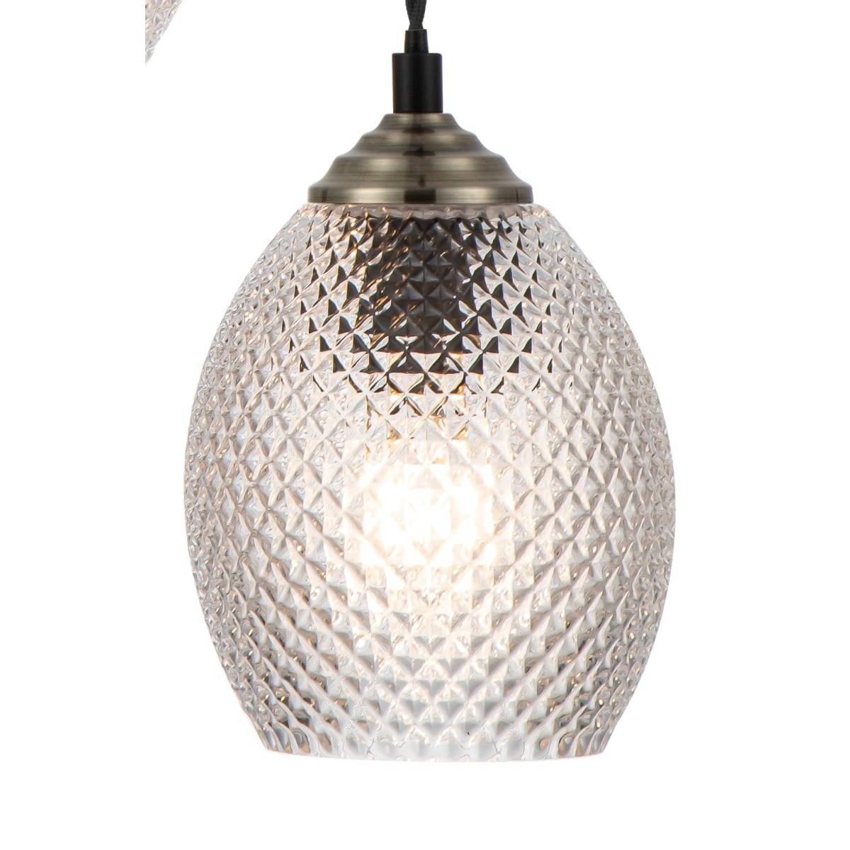 Cosylyte Lorne 3 Light Modern Faceted Glass Pendant Light - Matt Black Base - Image 5